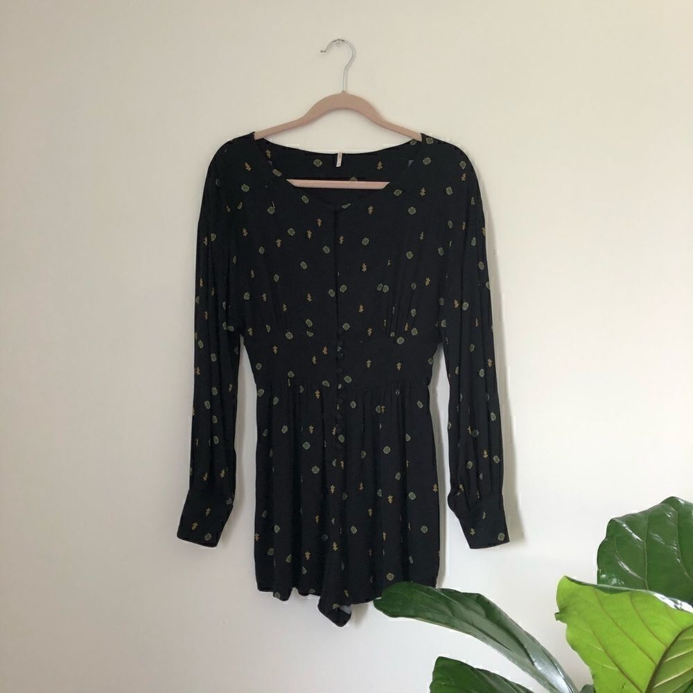 Free People Love Grows Romper Black Floral XS - Picture 7 of 15
